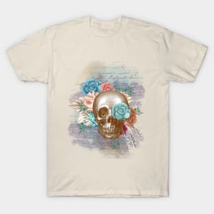 Blue Rose Boho Skull T-Shirt